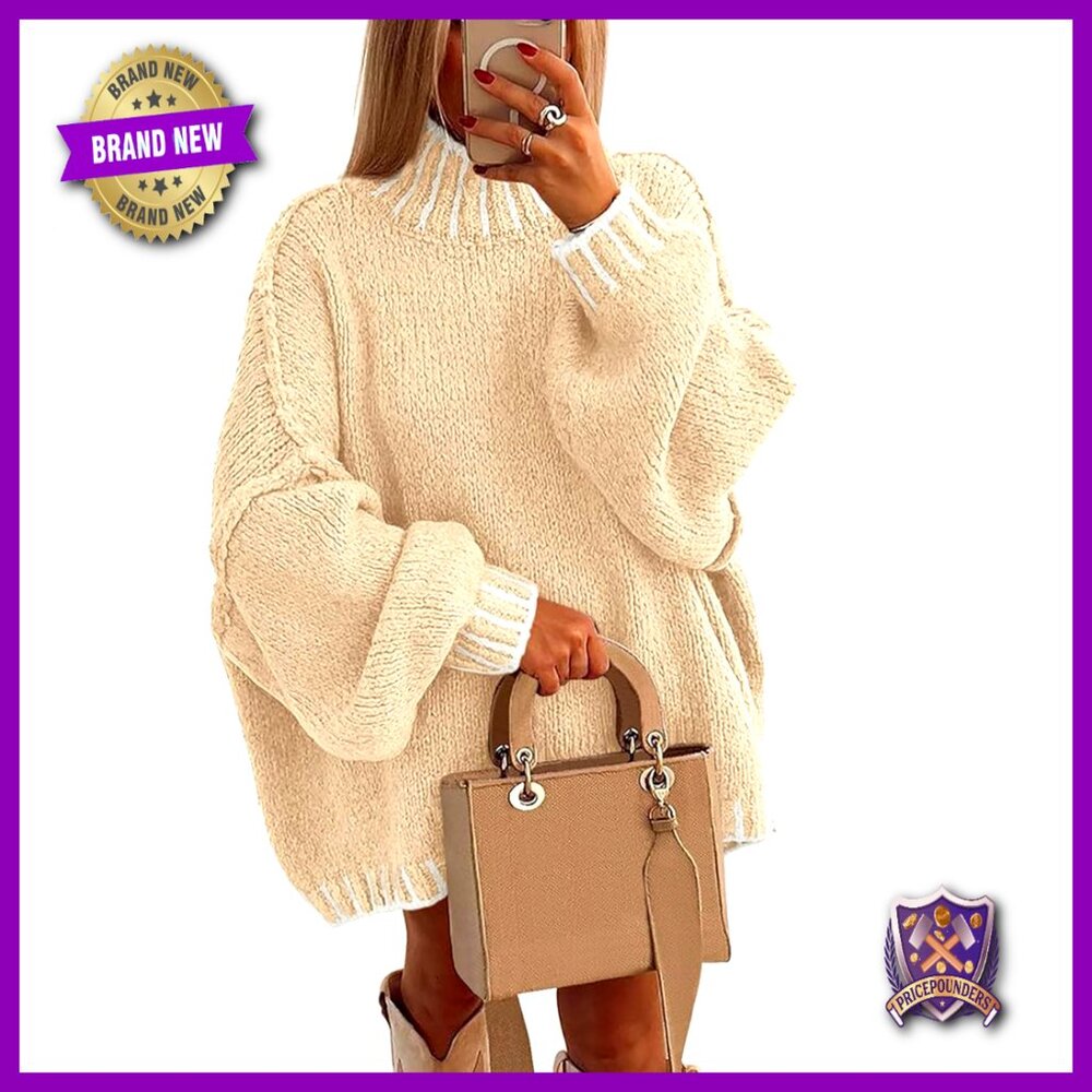 Oversized Chunky Knit Fuzzy Pullover Sweater Long Sleeve Crewneck Fall Tops